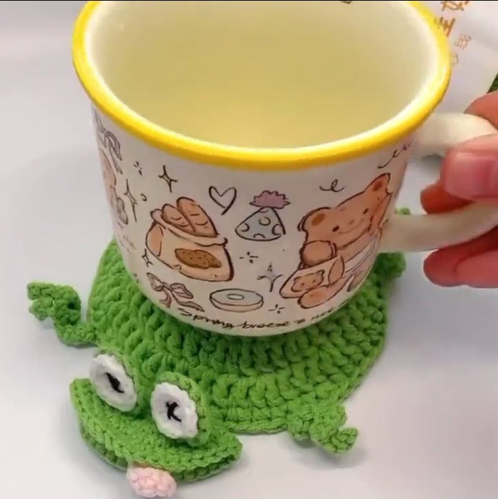 crochet frog coaster digital pattern download