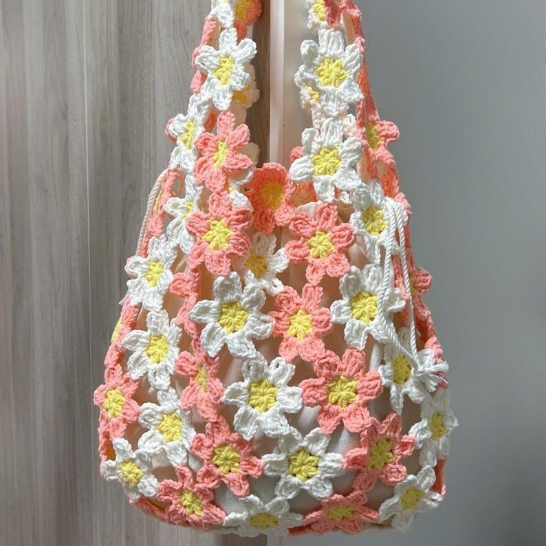 handmade floral crochet bag pattern easy crochet flower bag