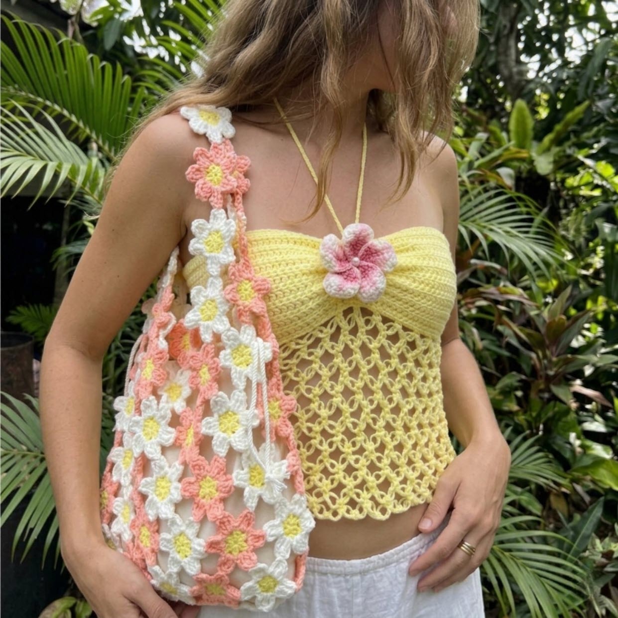 handmade floral crochet bag pattern easy crochet flower bag fiber blooms
