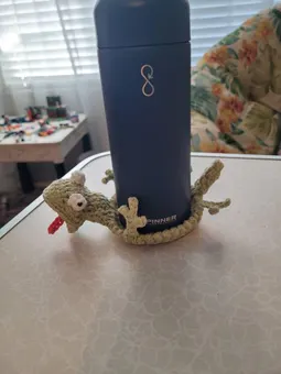 Photo review by Abigail for the 3-in-1 Scrat, Lizard & Crocodile Coasters crochet pattern bundle