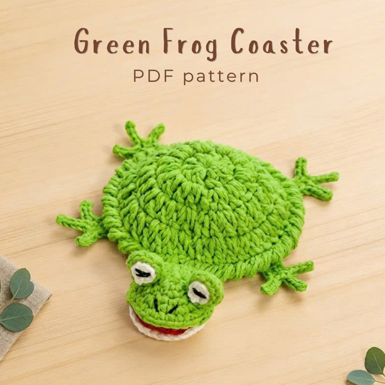 Green Frog Coaster Crochet Pattern PDF