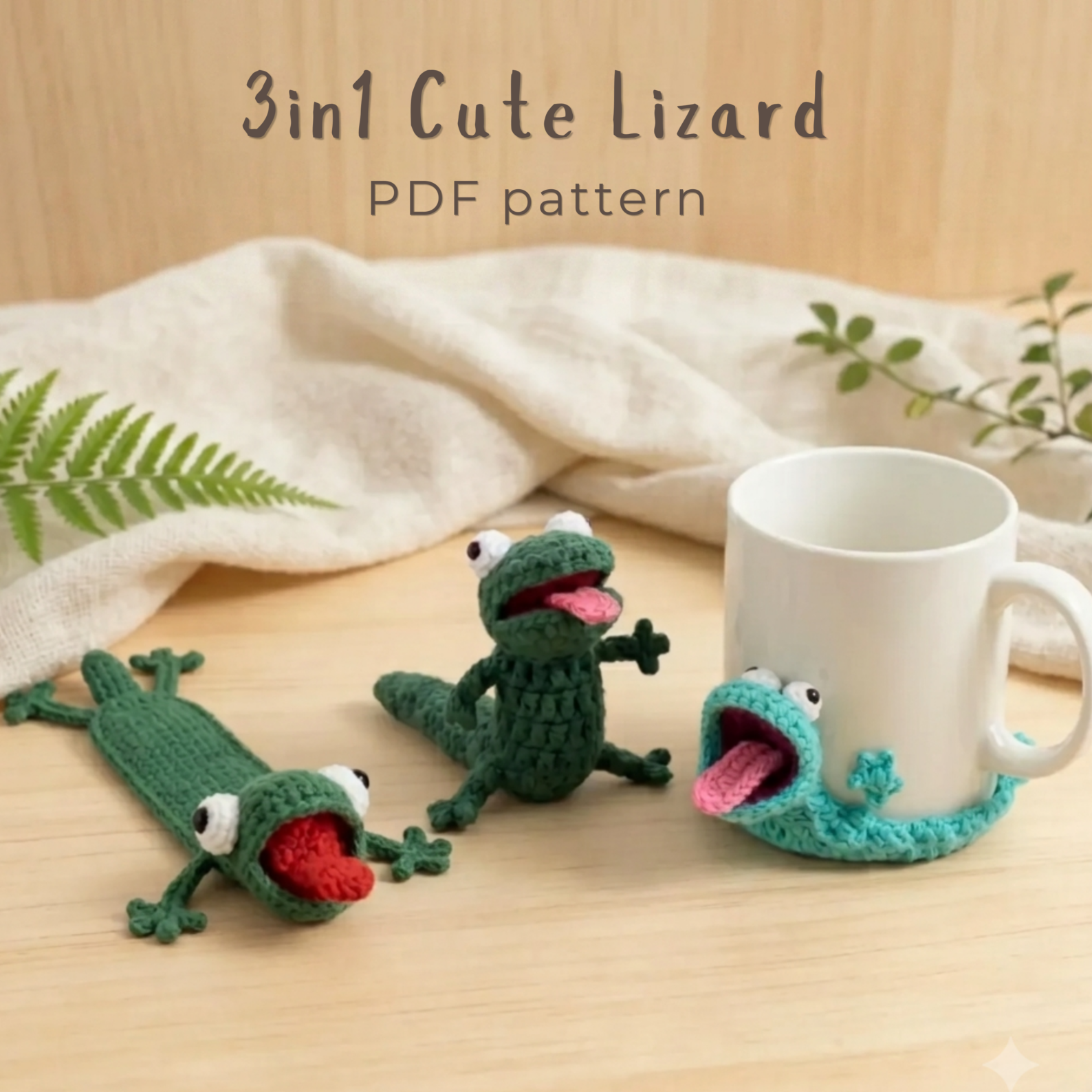 3-in-1 Cute Lizard Crochet Pattern Bundle PDF
