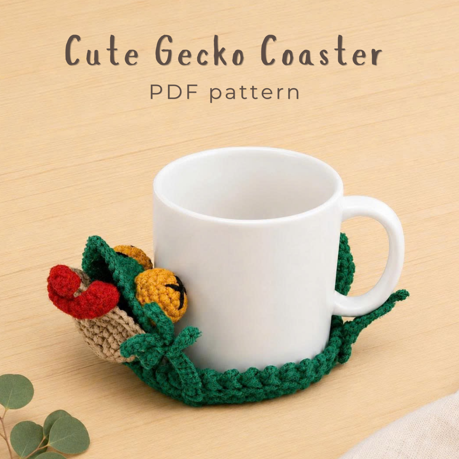 Cute Gecko Coaster Crochet Pattern PDF