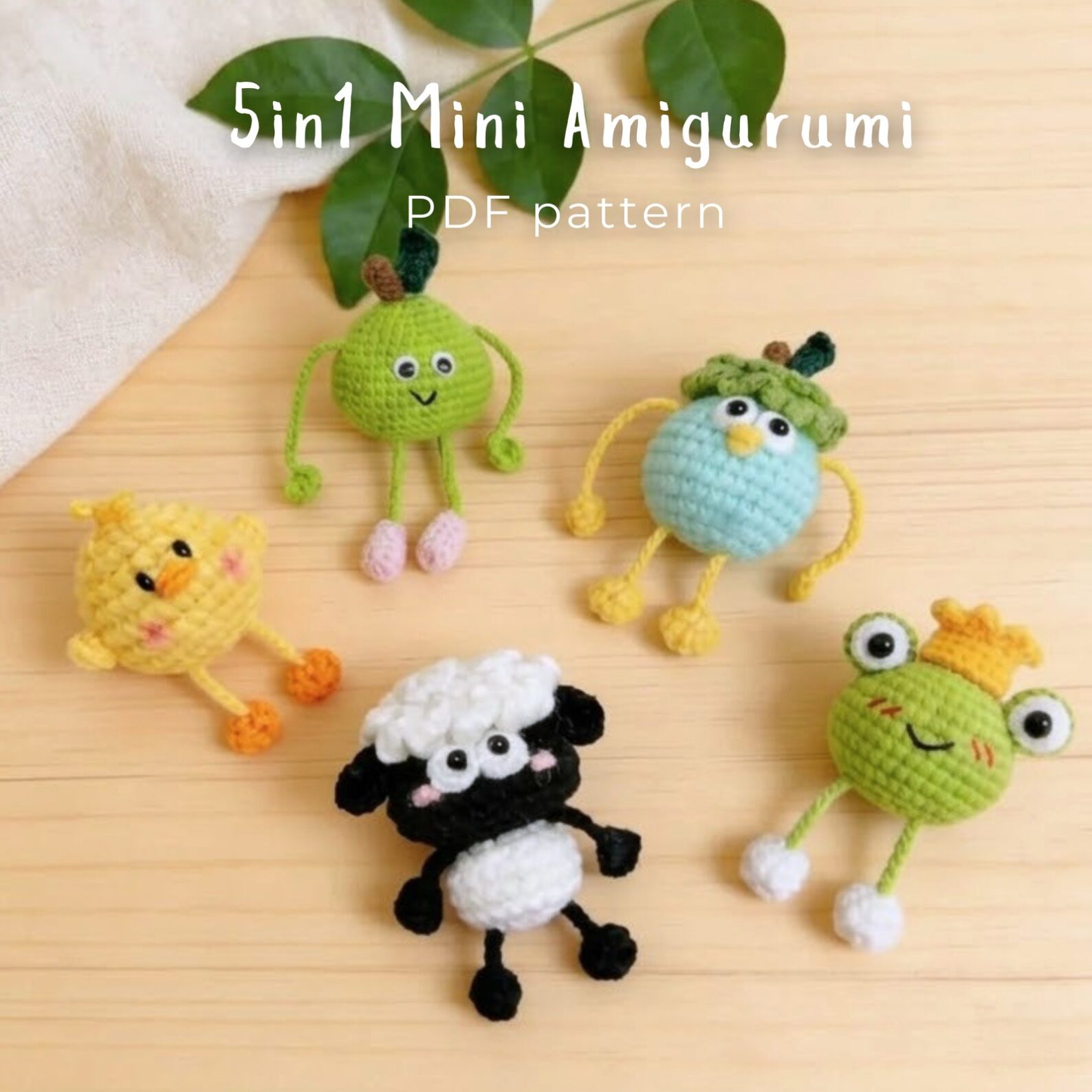 5-in-1 Mini Amigurumi Crochet Pattern Bundle