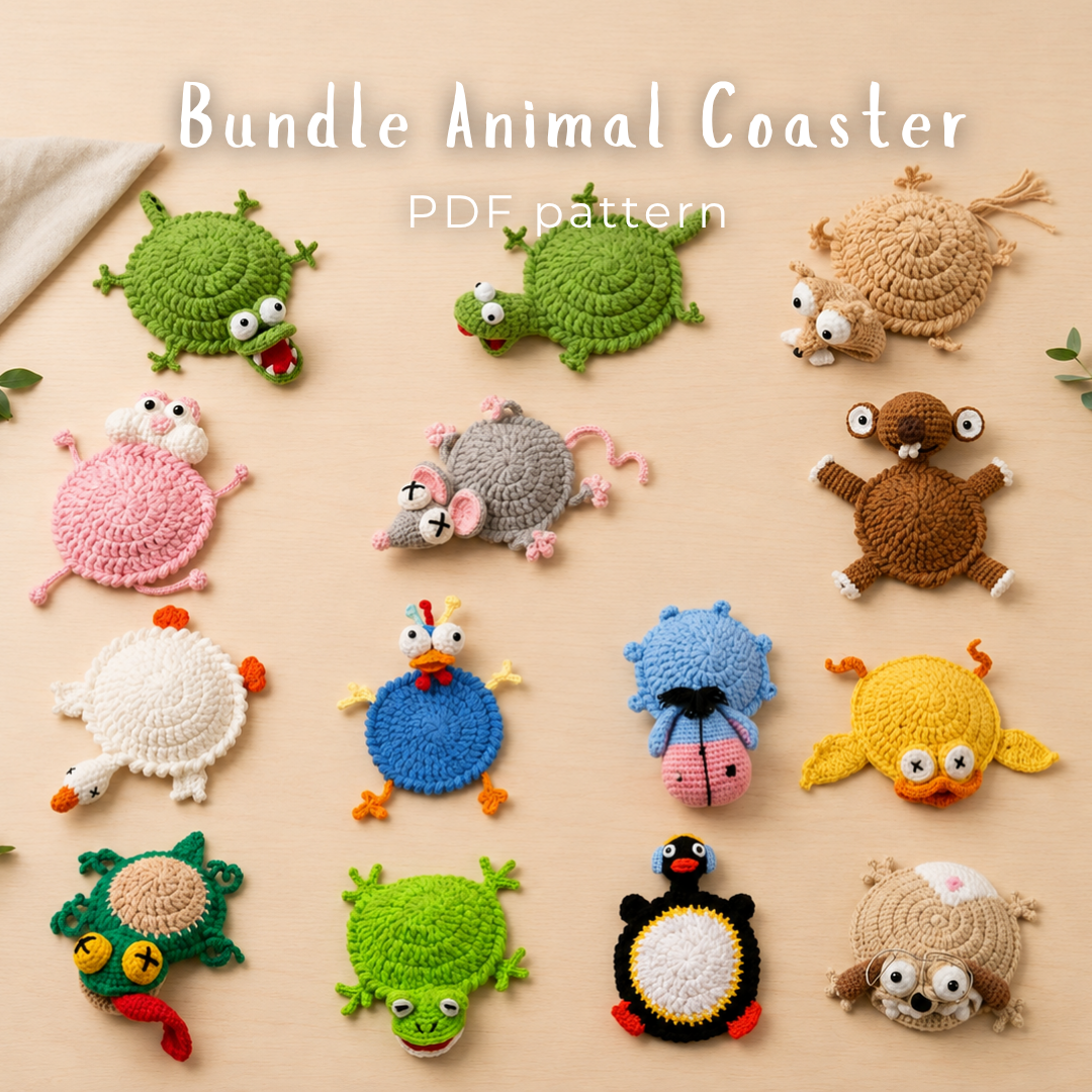 14-in-1 Animal Coaster Crochet Pattern Bundle